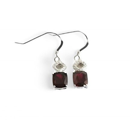 5CT Cushion Garnet Earrings - GEMPARA