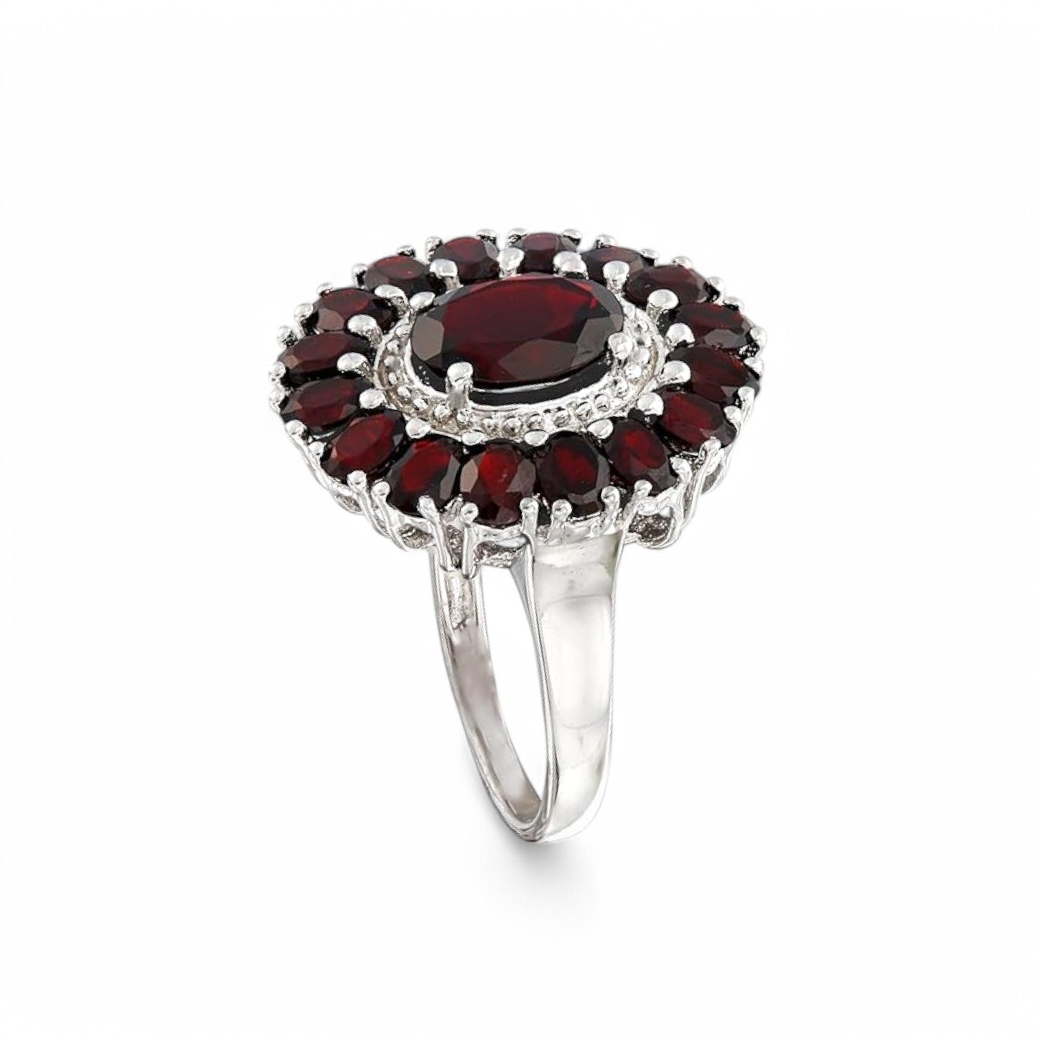 5CT Oval Garnet Halo Ring - GEMPARA