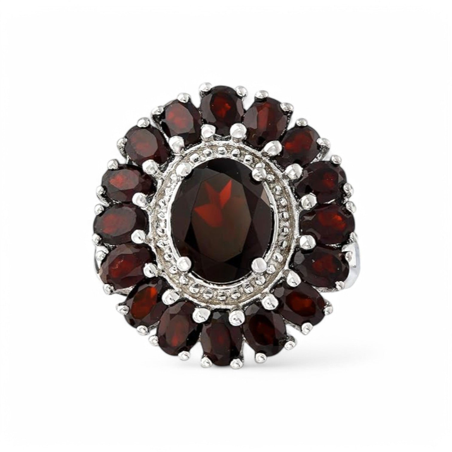 5CT Oval Garnet Halo Ring - GEMPARA