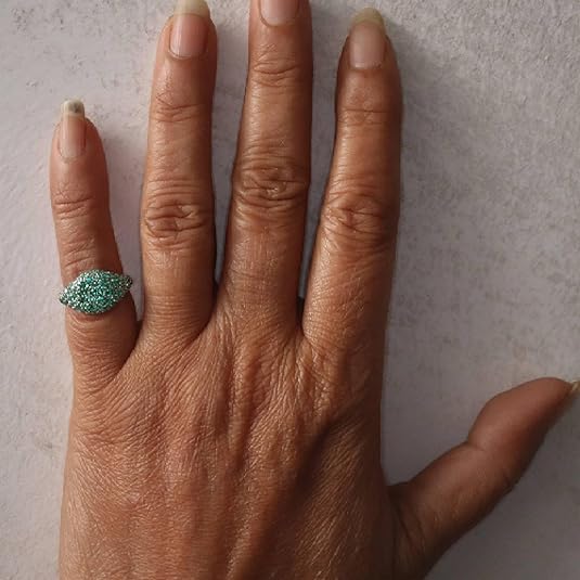 Vintage Pinky Pave Ring with Emerald- Dainty Micro Pave Statement Ring