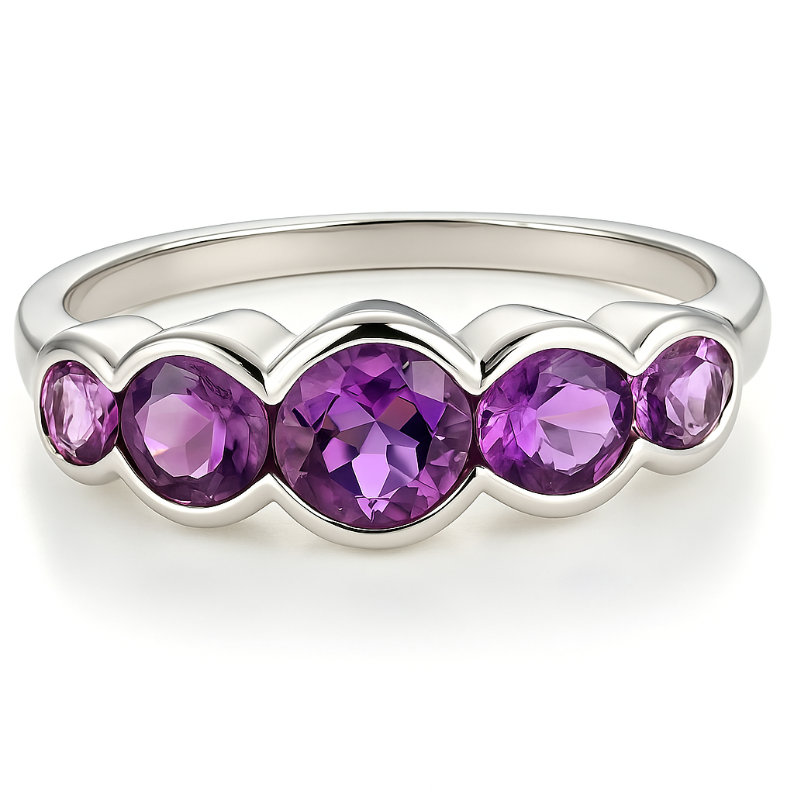 Scallop Oval Amethyst Ring - GEMPARA