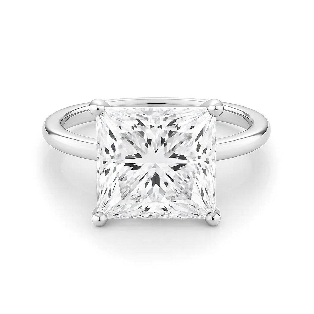 5 Carat Princess Lab Grown IGI G/VS1 Diamond Solitaire Ring in 14K White Gold