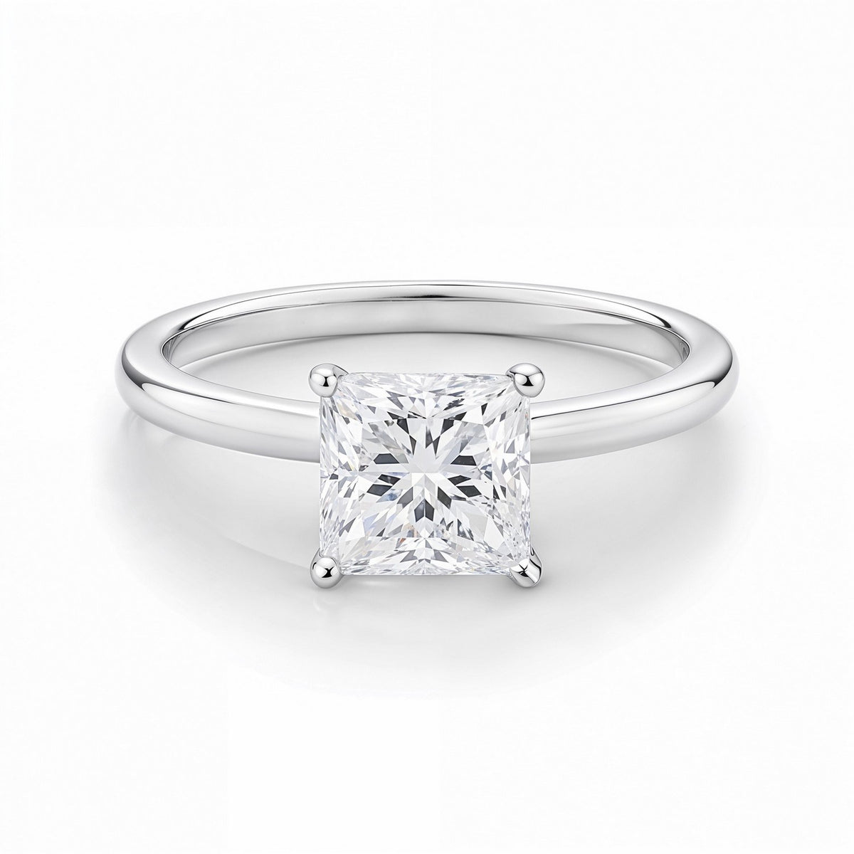 1 Carat Princess Lab Grown IGI G/VS1 Diamond Solitaire Ring in 14K White Gold
