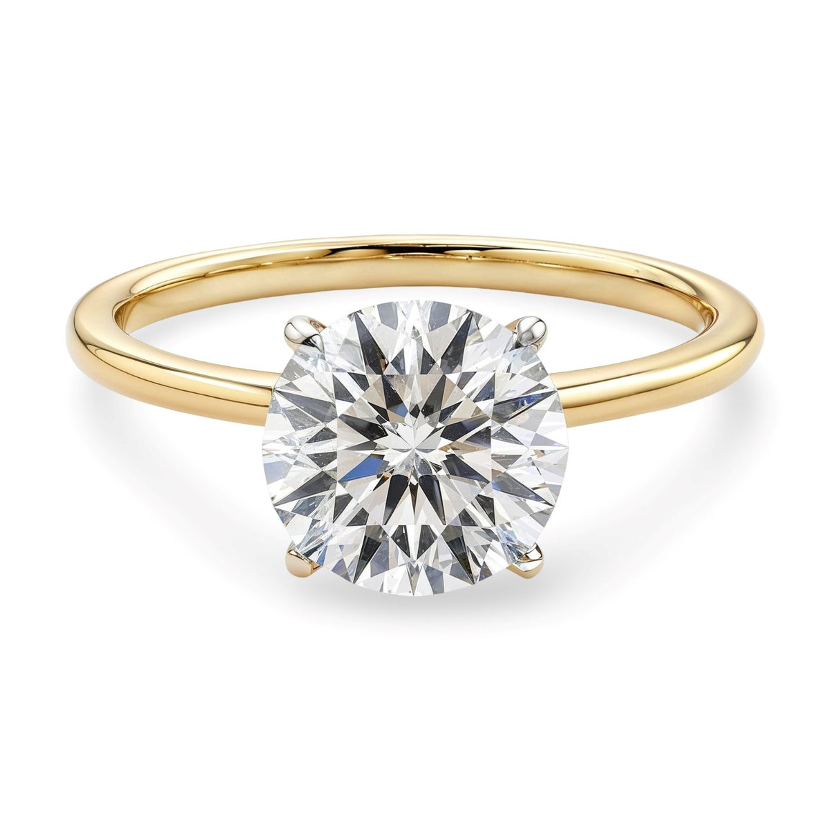 1 1/2 Carat Round Lab Grown IGI G/VS1 Diamond Solitaire Ring in 10K Yellow Gold