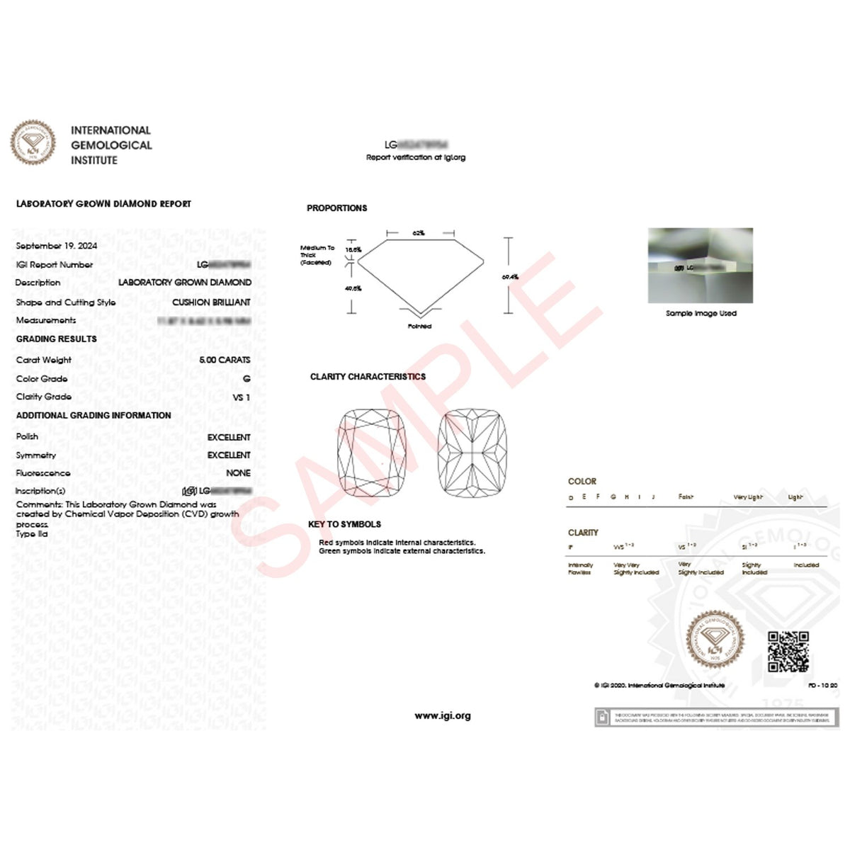 5 Carat Cushion Lab Grown IGI G/VS1 Diamond Solitaire Ring in 10K Yellow Gold