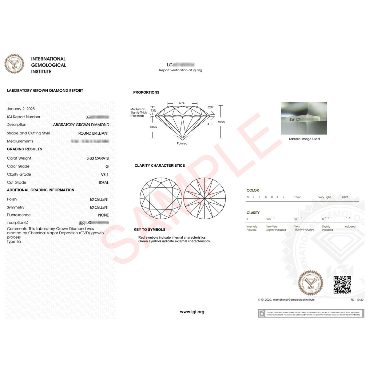 3 Carat Round Lab Grown IGI G/VS1 Diamond Solitaire Ring in 10K White Gold