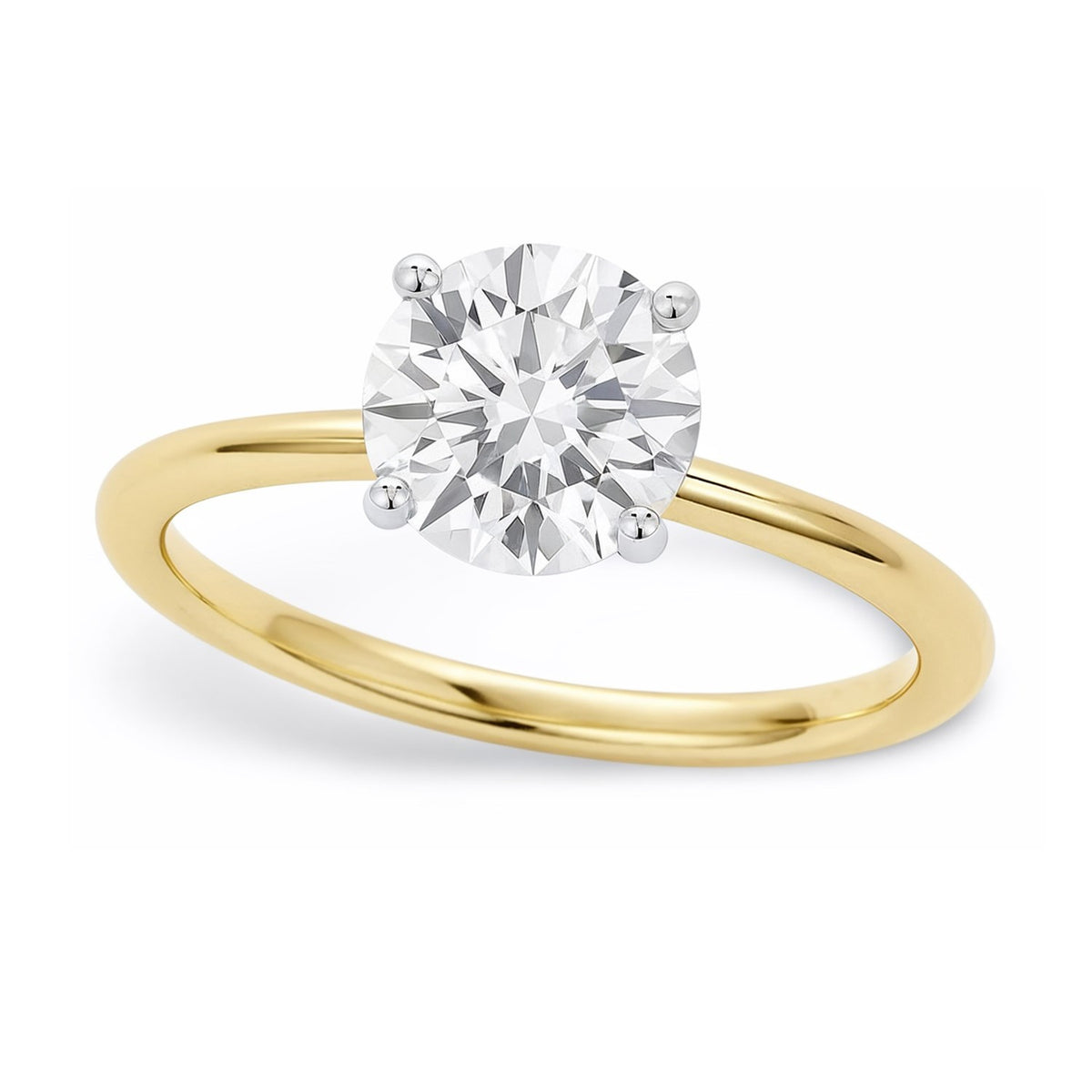 1 Carat Round Lab Grown IGI G/VS1 Diamond Solitaire Ring in 10K Yellow Gold