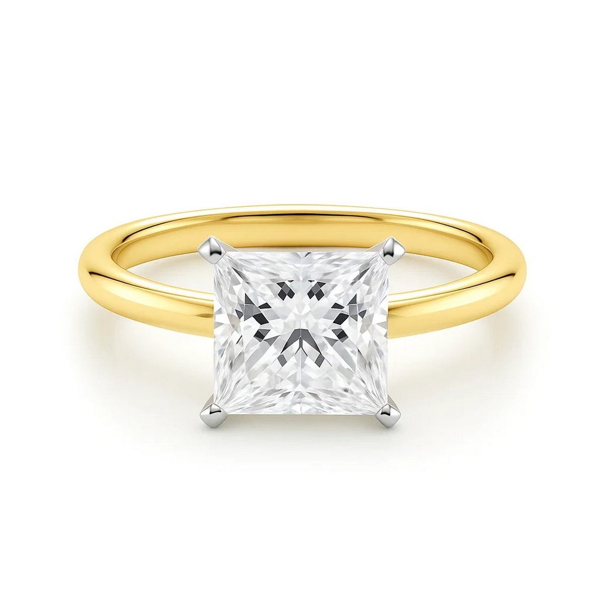 2 Carat Princess Lab Grown IGI G/VS1 Diamond Solitaire Ring in 14K Yellow Gold