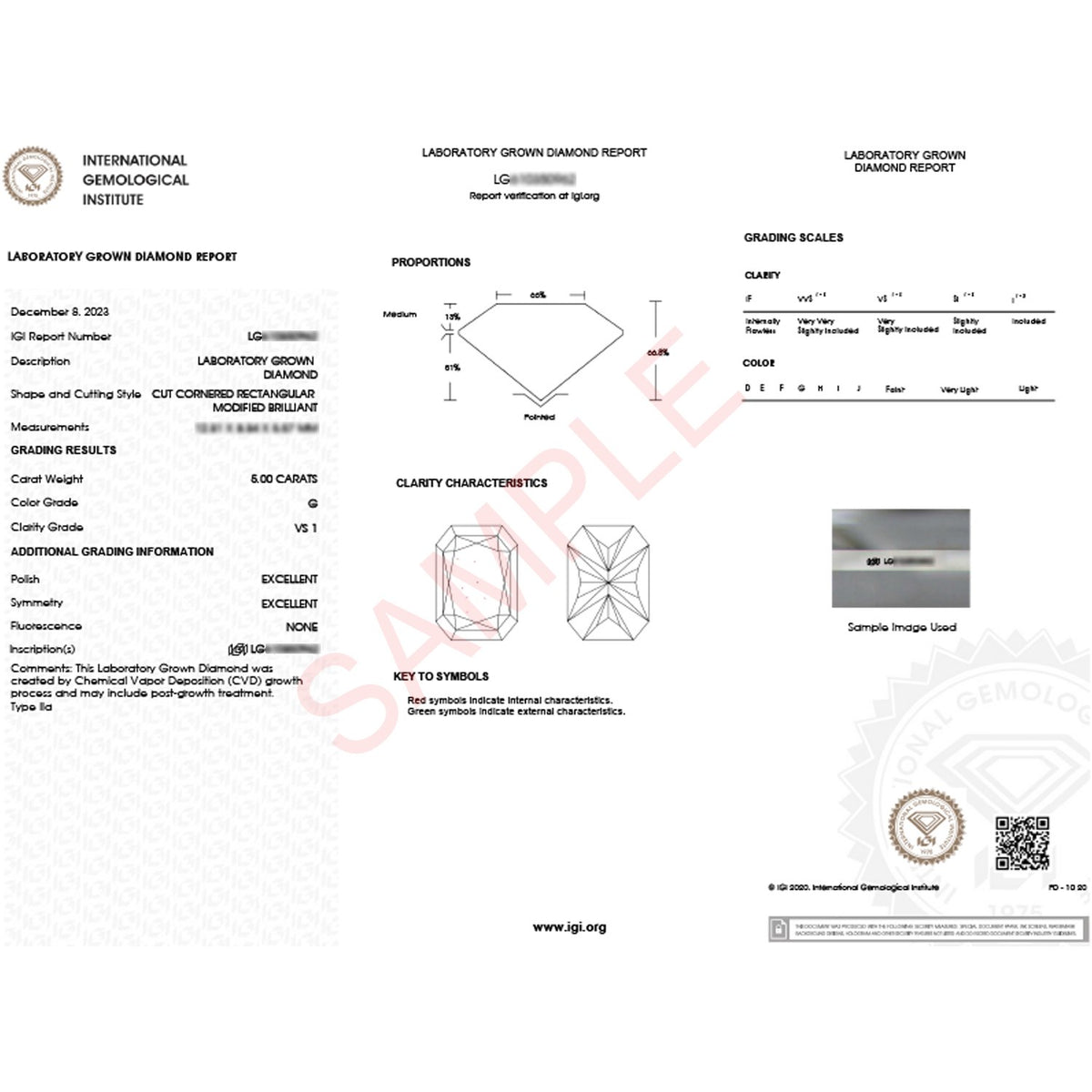 5 Carat Radiant Lab Grown IGI G/VS1 Diamond Solitaire Ring in 14K Yellow Gold