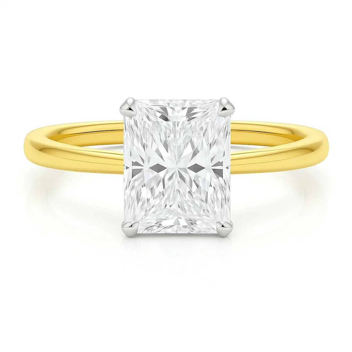 5 Carat Radiant Lab Grown IGI G/VS1 Diamond Solitaire Ring in 14K Yellow Gold