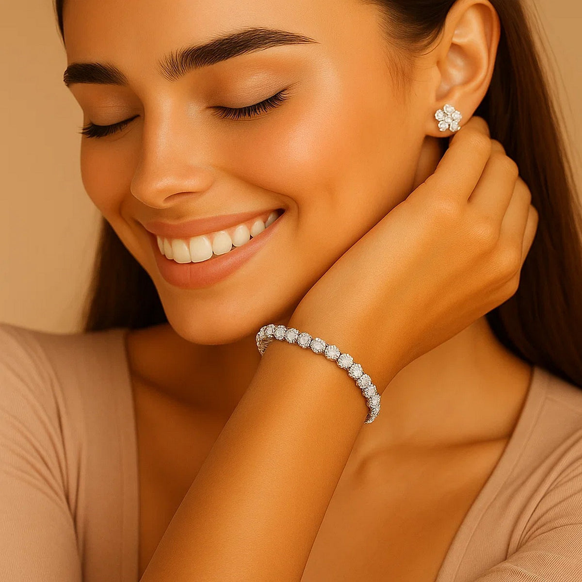 Lab Grown Round Diamond Tennis Bracelet in 14k White Gold (5 cctw  F/G  VS2/SI1)