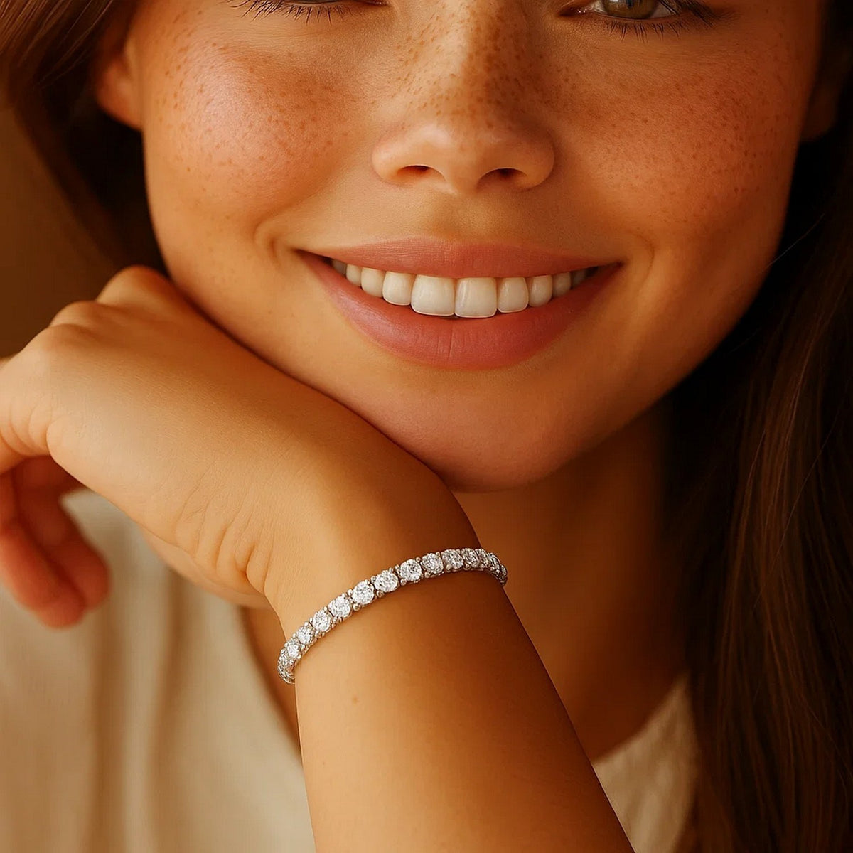 Lab Grown Round Diamond Tennis Bracelet in 14k White Gold (5 cctw  F/G  VS2/SI1)