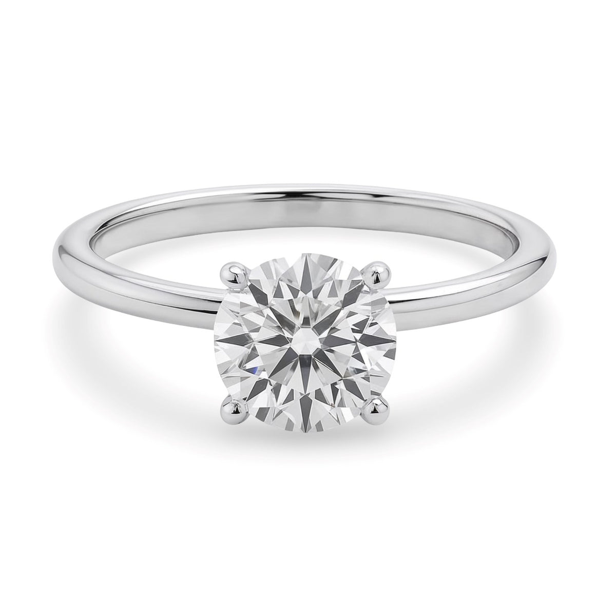 1 1/2 Carat Round Lab Grown IGI G/VS1 Diamond Solitaire Ring in 14K White Gold