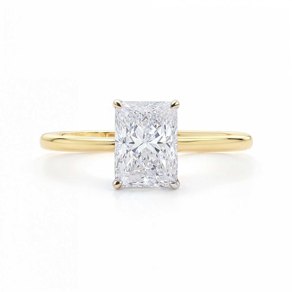 2 Carat Radiant Lab Grown IGI G/VS1 Diamond Solitaire Ring in 10K Yellow Gold