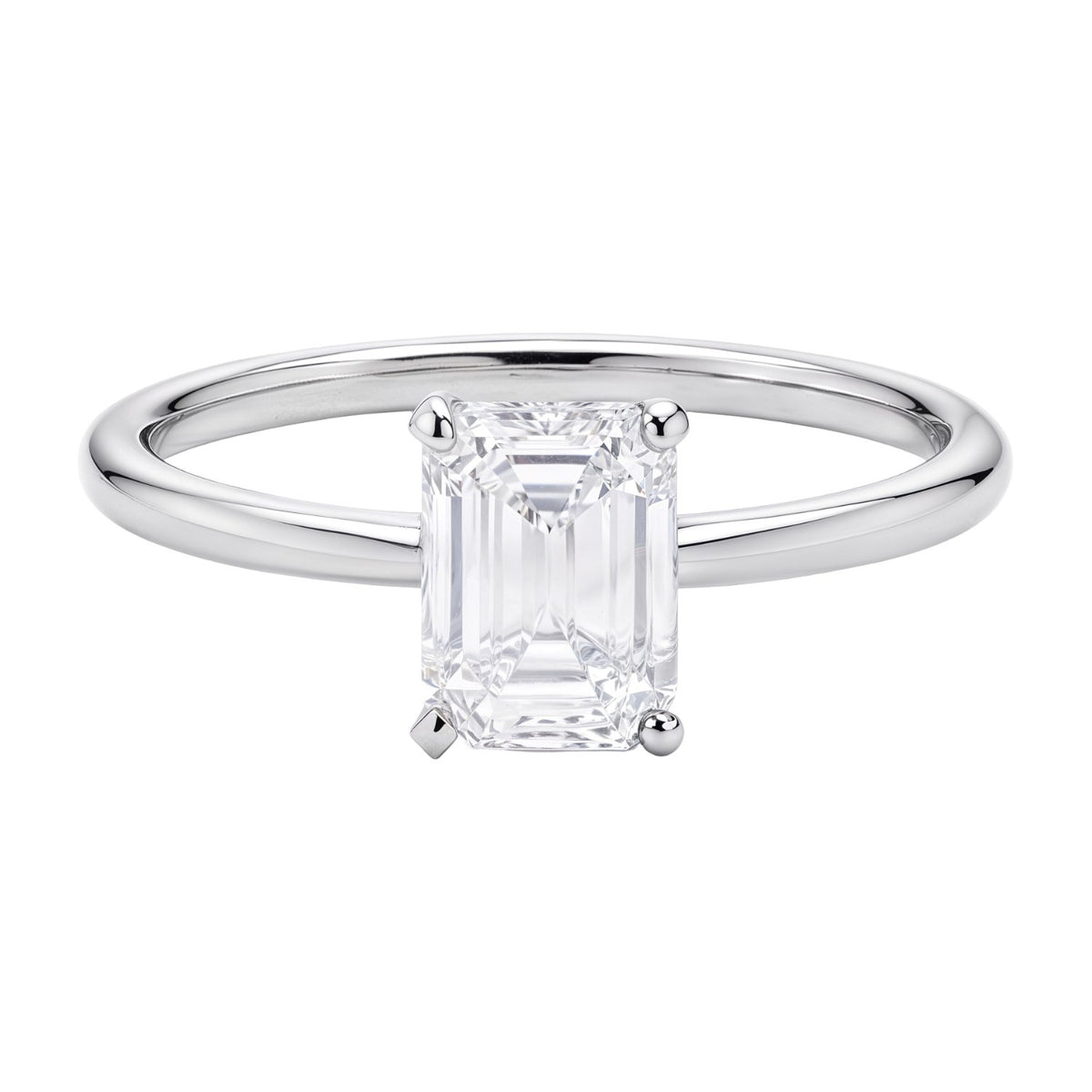 1 Carat Emerald Lab Grown IGI G/VS1 Diamond Solitaire Ring in 10K White Gold