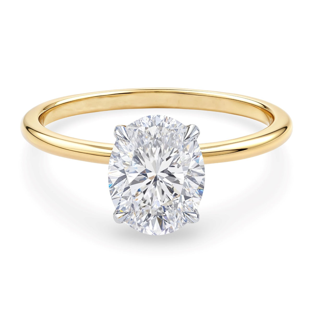 1 1/2 Carat Oval Lab Grown IGI G/VS1 Diamond Solitaire Ring in 14K Yellow Gold