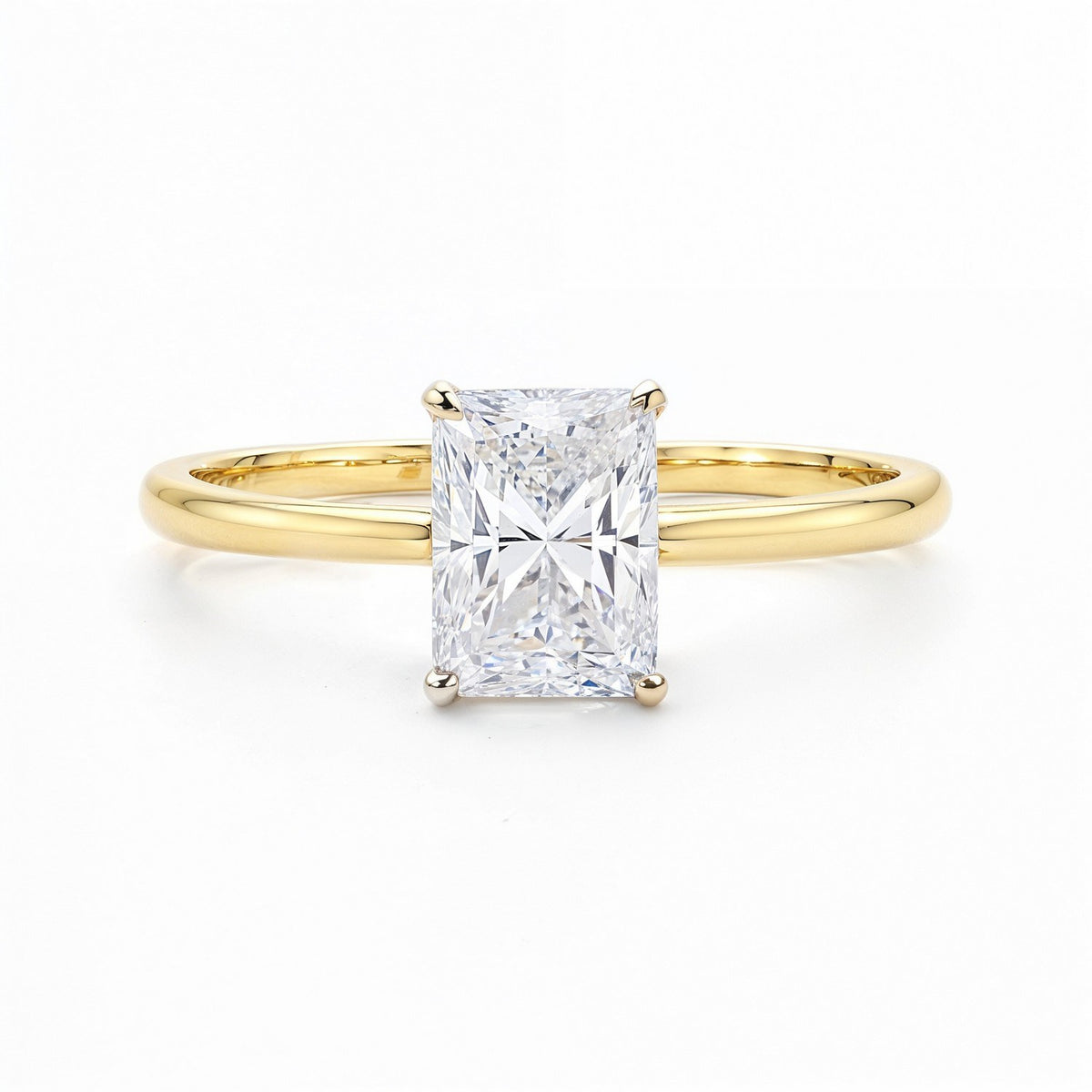 1.50Ct Radiant Lab Grown IGI G/VS1 Diamond Ring in 14K Yellow Gold