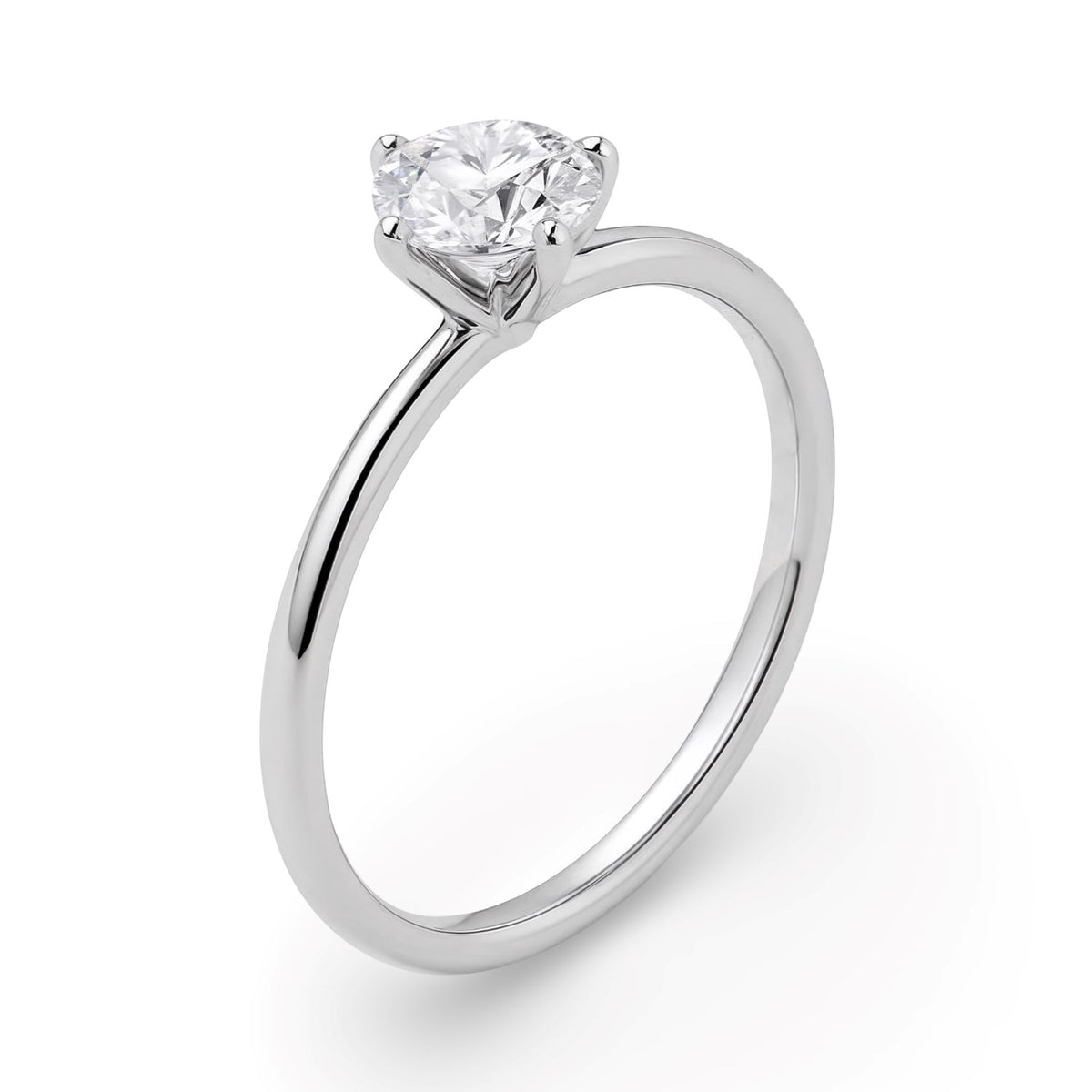 1 Carat Round Lab Grown IGI G/VS1 Diamond Solitaire Ring in 14K White Gold