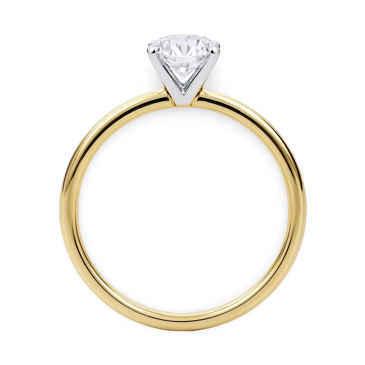 3/4 Carat Round Lab Grown IGI G/VS1 Diamond Solitaire Ring in 10K Yellow Gold