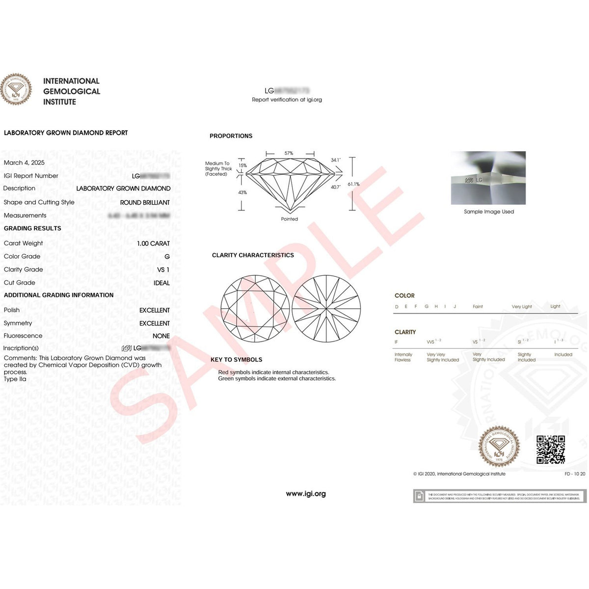 1 Carat Round Lab Grown IGI G/VS1 Diamond Solitaire Ring in 10K White Gold