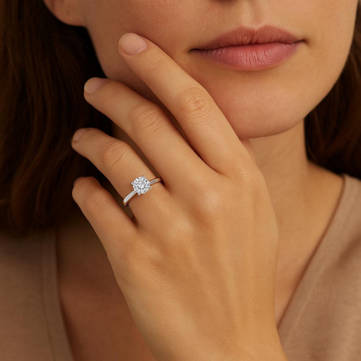 1 Carat Round Lab Grown IGI G/VS1 Diamond Solitaire Ring in 10K White Gold