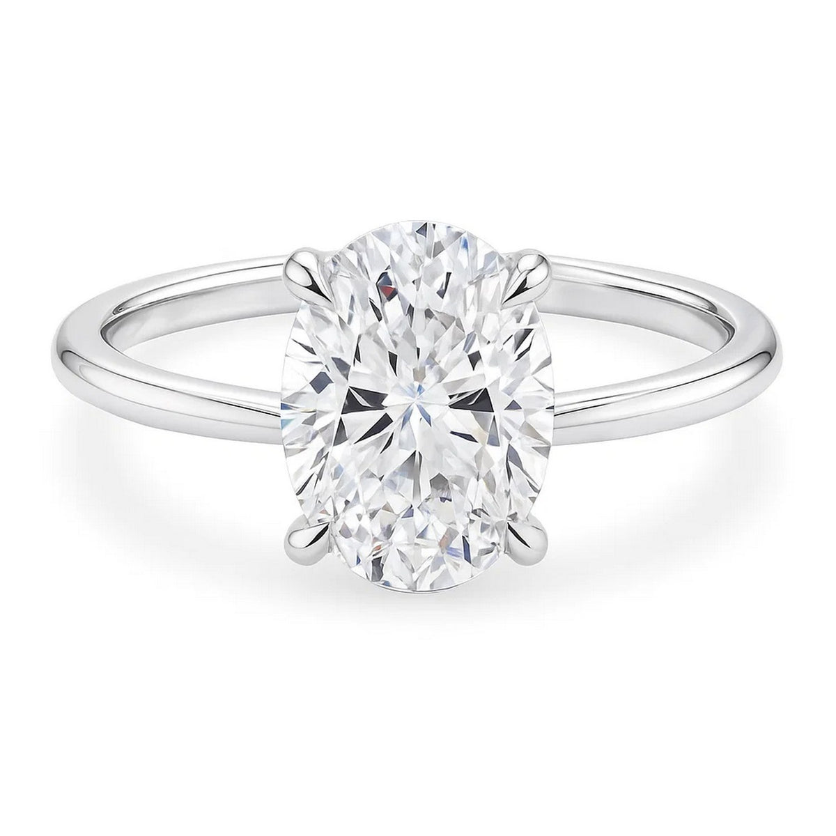 5 Carat Oval Lab Grown IGI G/VS1 Diamond Solitaire Ring in 10K White Gold