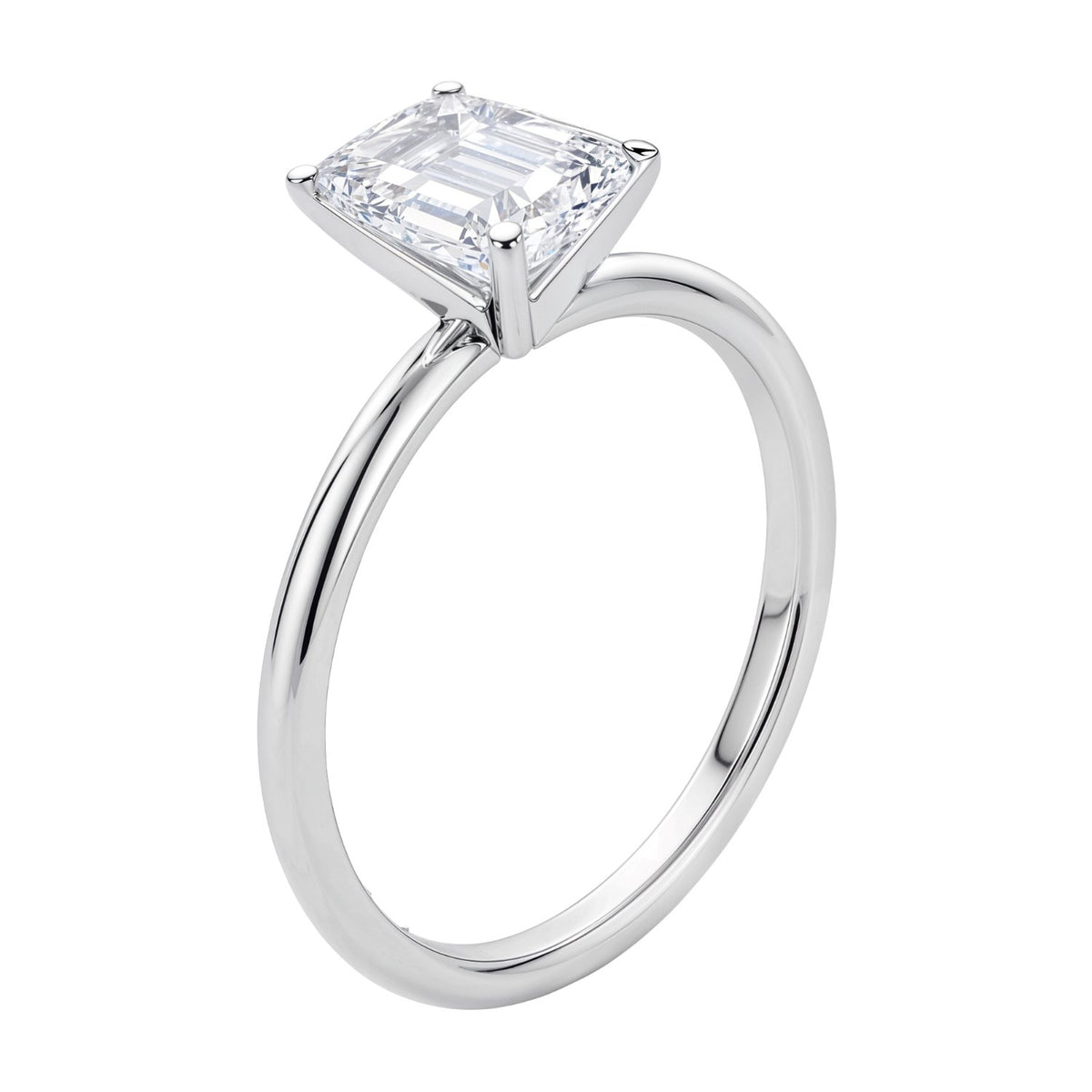 2 Carat Emerald Lab Grown IGI G/VS1 Diamond Solitaire Ring in 14K White Gold