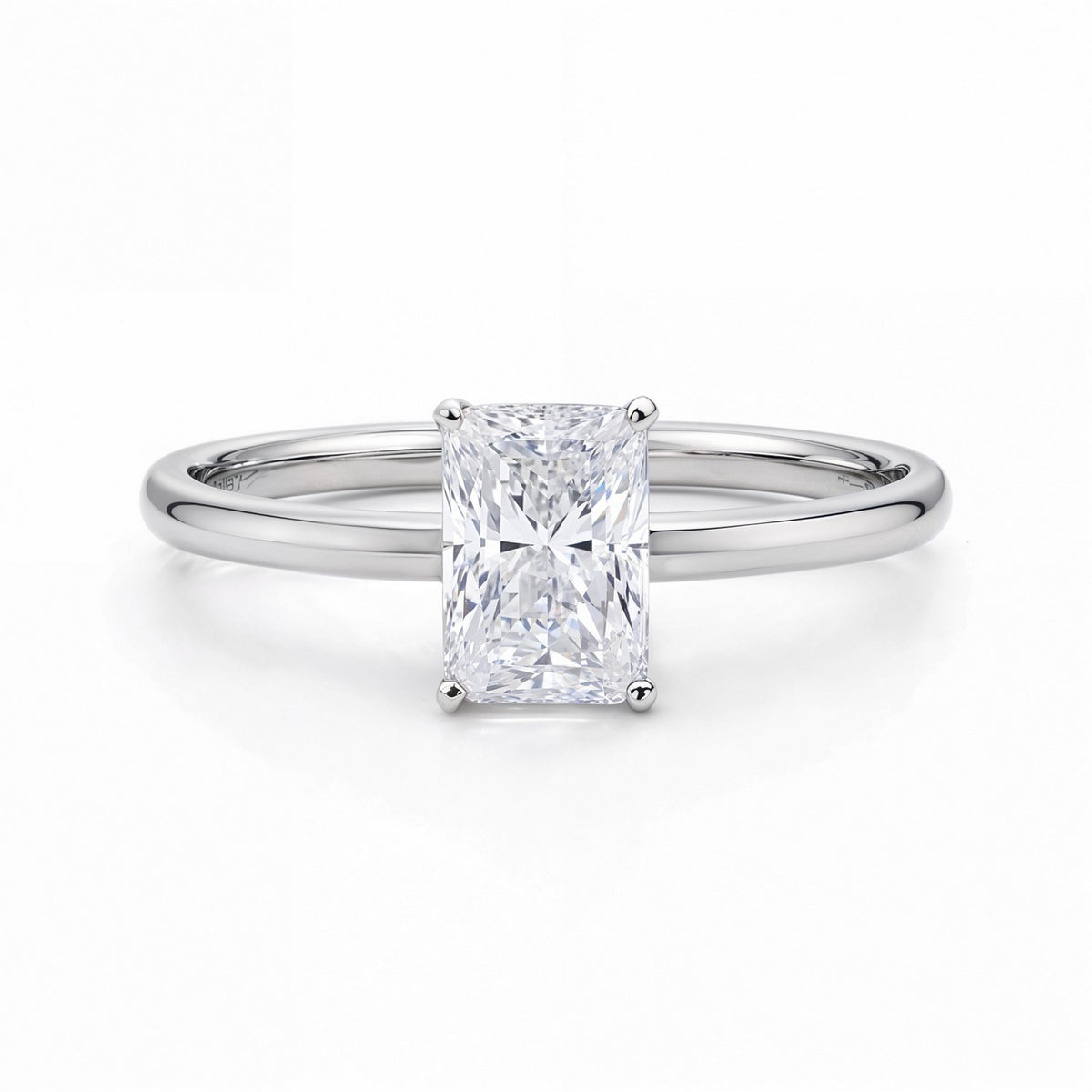 1 Carat Radiant Lab Grown IGI G/VS1 Diamond Solitaire Ring in 14K White Gold