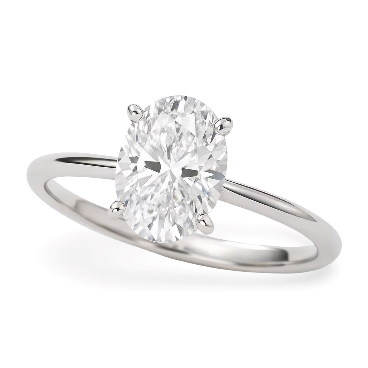 1 Carat Oval Lab Grown IGI G/VS1 Diamond Solitaire Ring in 10K White Gold