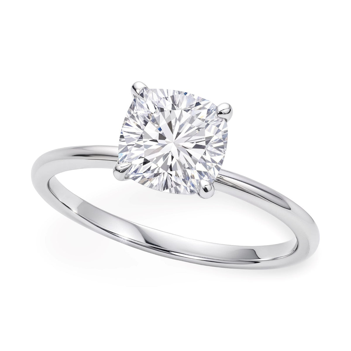 2 Carat Cushion Lab Grown IGI G/VS1 Diamond Solitaire Ring in 10K White Gold