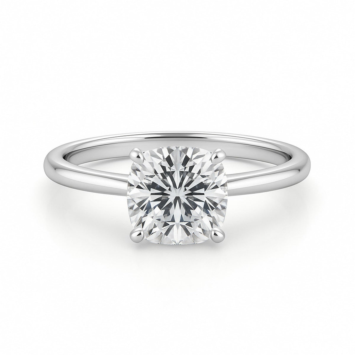 2 Carat Cushion Lab Grown IGI G/VS1 Diamond Solitaire Ring in 10K White Gold
