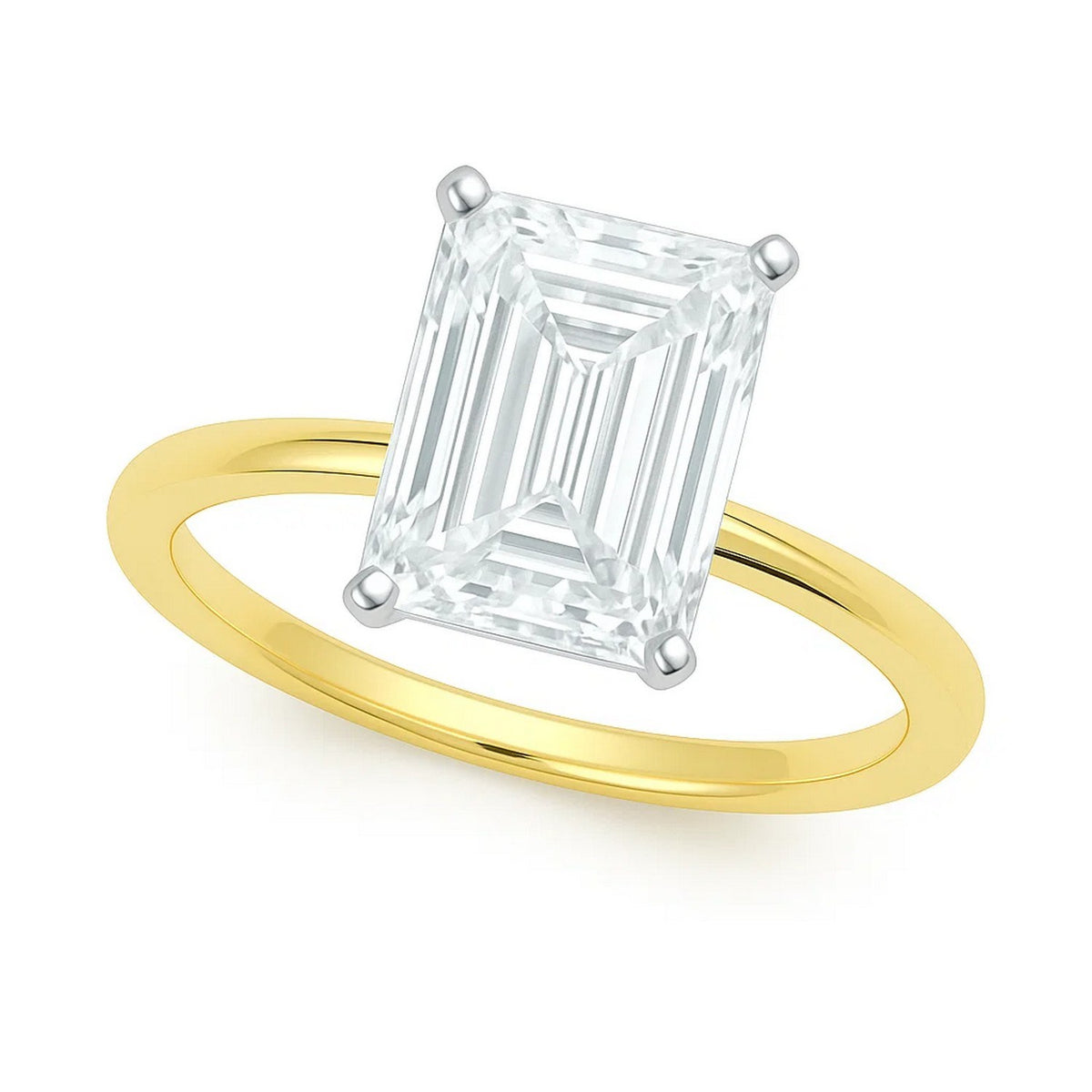3 Carat Radiant Lab Grown IGI G/VS1 Diamond Solitaire Ring in 10K Yellow Gold