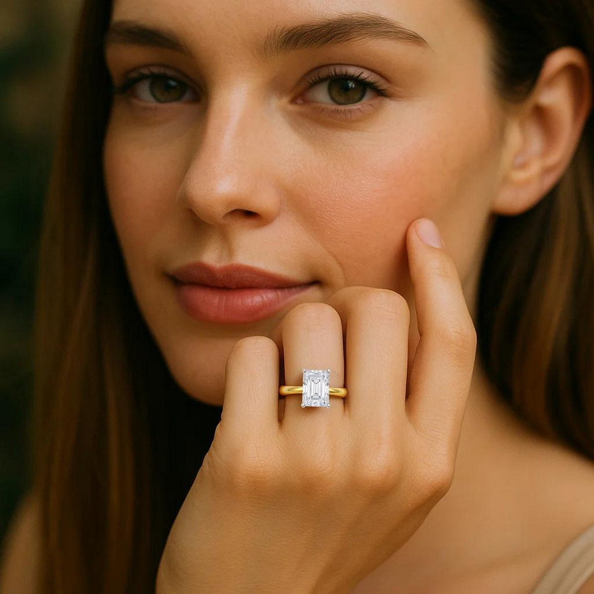 3 Carat Radiant Lab Grown IGI G/VS1 Diamond Solitaire Ring in 10K Yellow Gold