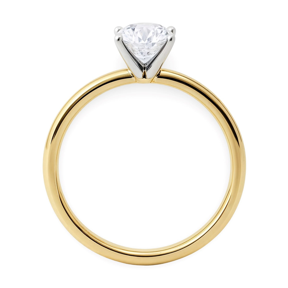 1 Carat Round Lab Grown IGI G/VS1 Diamond Solitaire Ring in 14K Yellow Gold