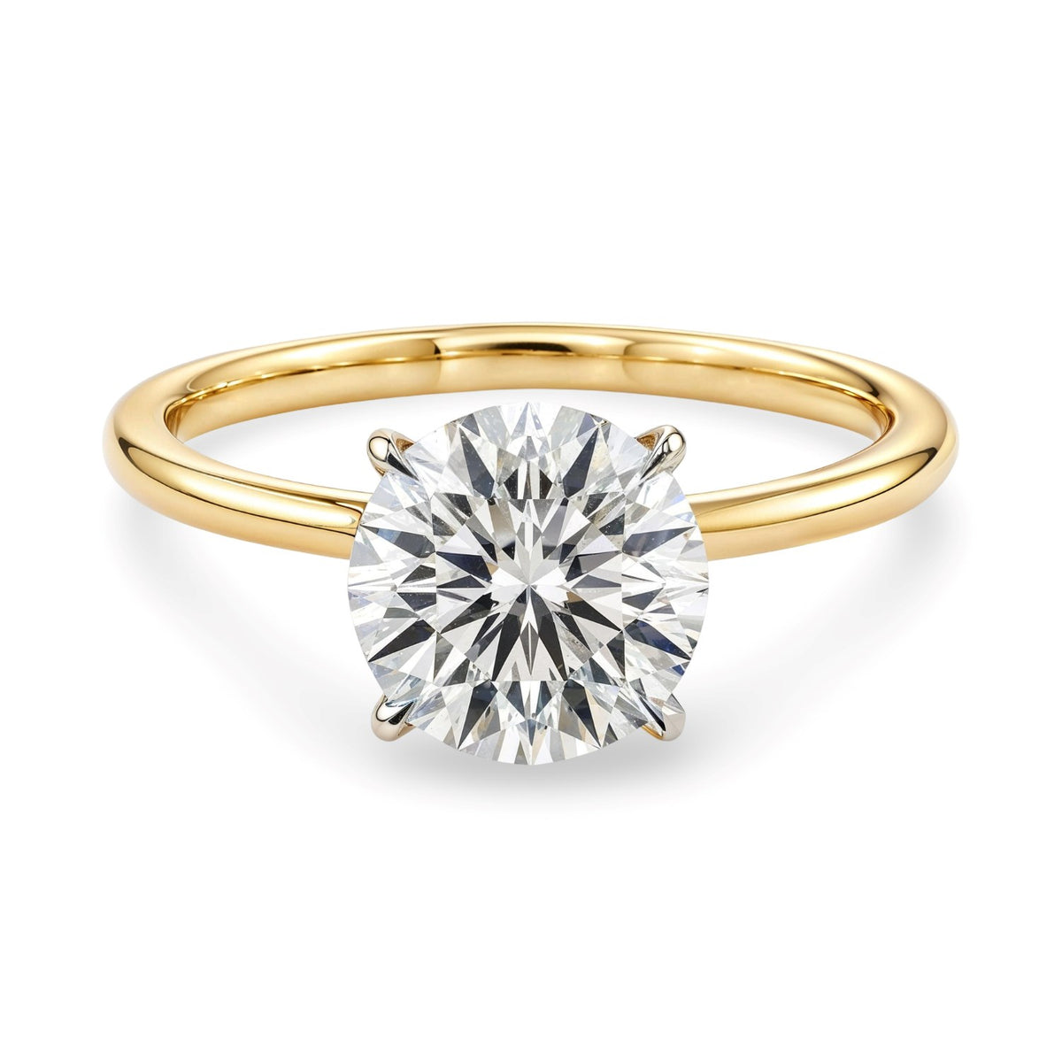 2 Carat Round Lab Grown IGI G/VS1 Diamond Solitaire Ring in 14K Yellow Gold