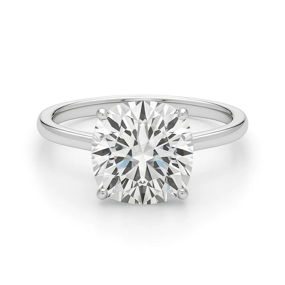 5 Carat Cushion Lab Grown IGI G/VS1 Diamond Solitaire Ring in 10K White Gold