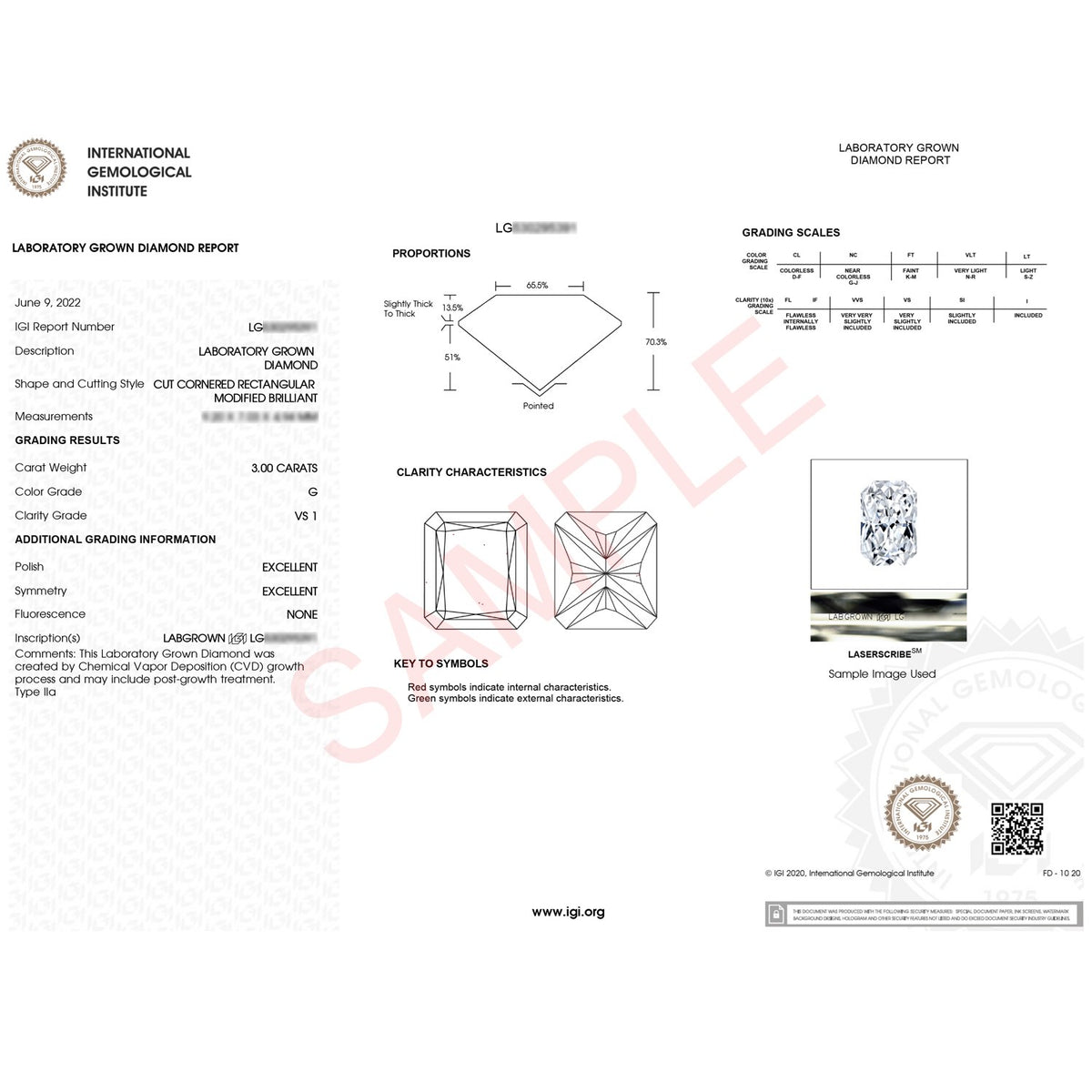 3 Carat Radiant Lab Grown IGI G/VS1 Diamond Solitaire Ring in 14K White Gold
