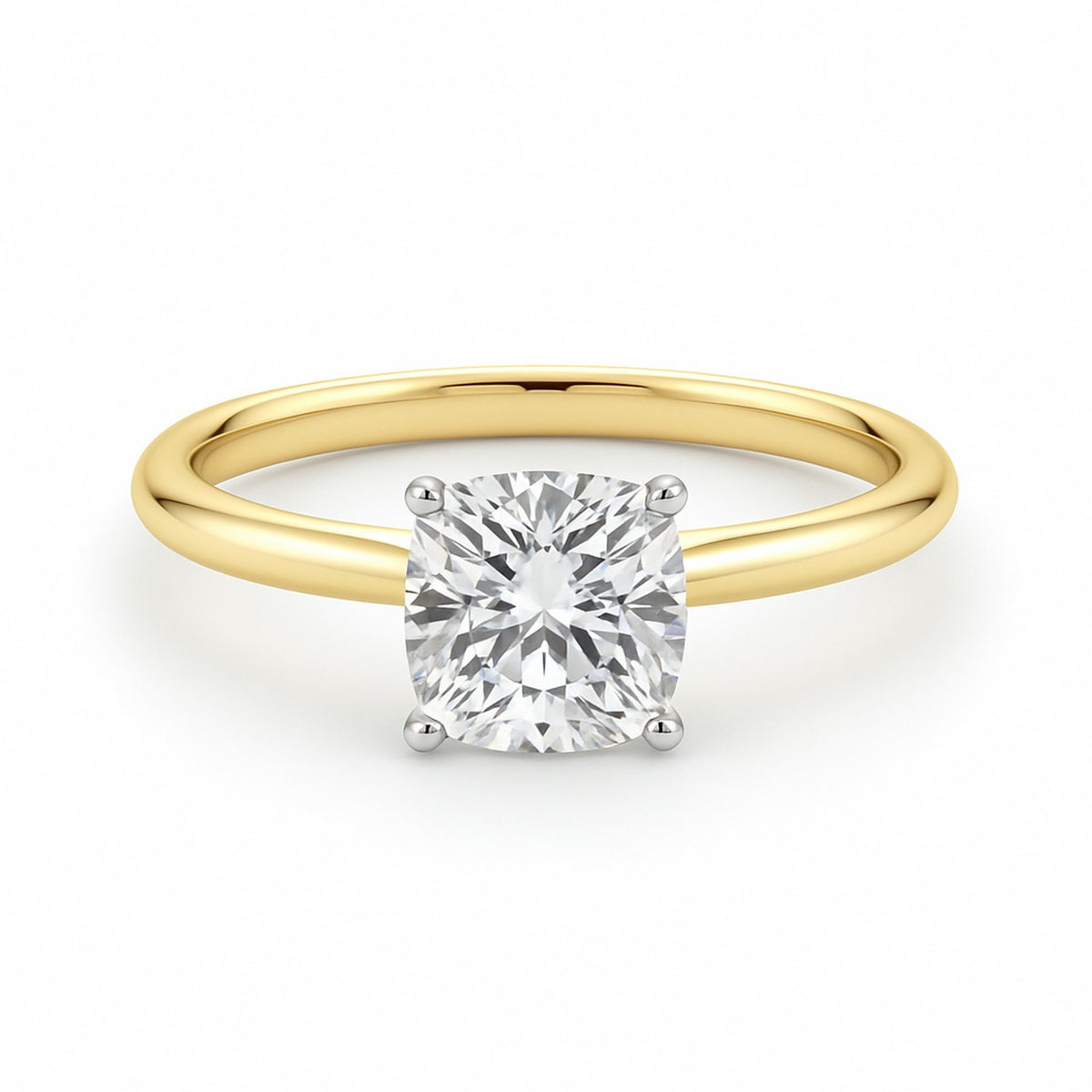 1.50Ct Cushion Lab Grown IGI G/VS1 Diamond Ring in 14K Yellow Gold