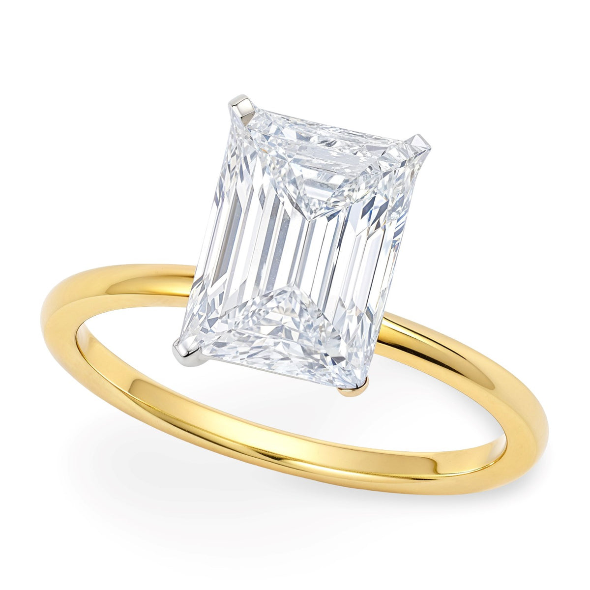 3 Carat Radiant Lab Grown IGI G/VS1 Diamond Solitaire Ring in 14K Yellow Gold