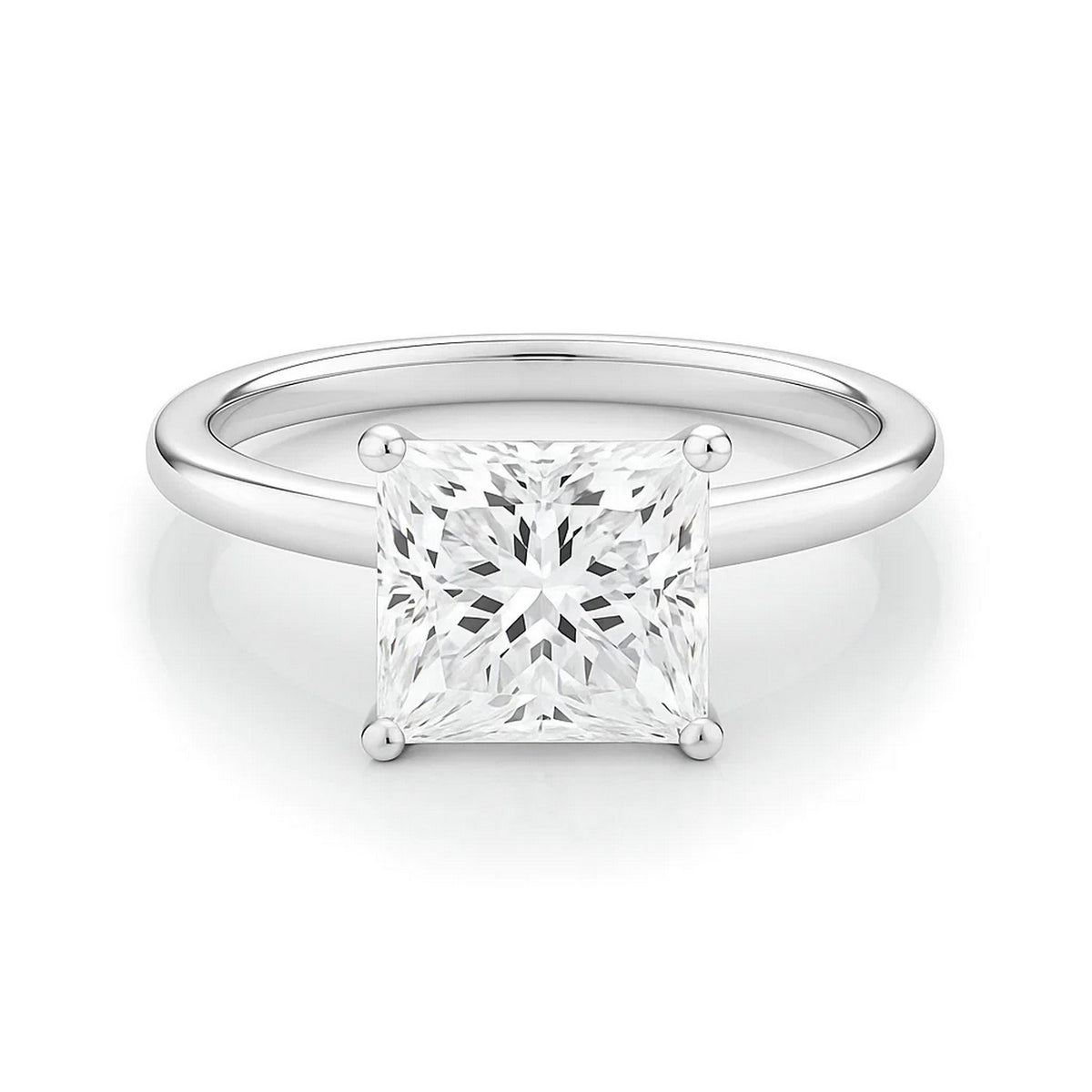 3 Carat Princess Lab Grown IGI G/VS1 Diamond Solitaire Ring in 14K White Gold
