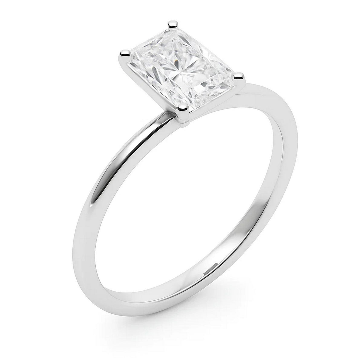 5 Carat Radiant Lab Grown IGI G/VS1 Diamond Solitaire Ring in 10K White Gold