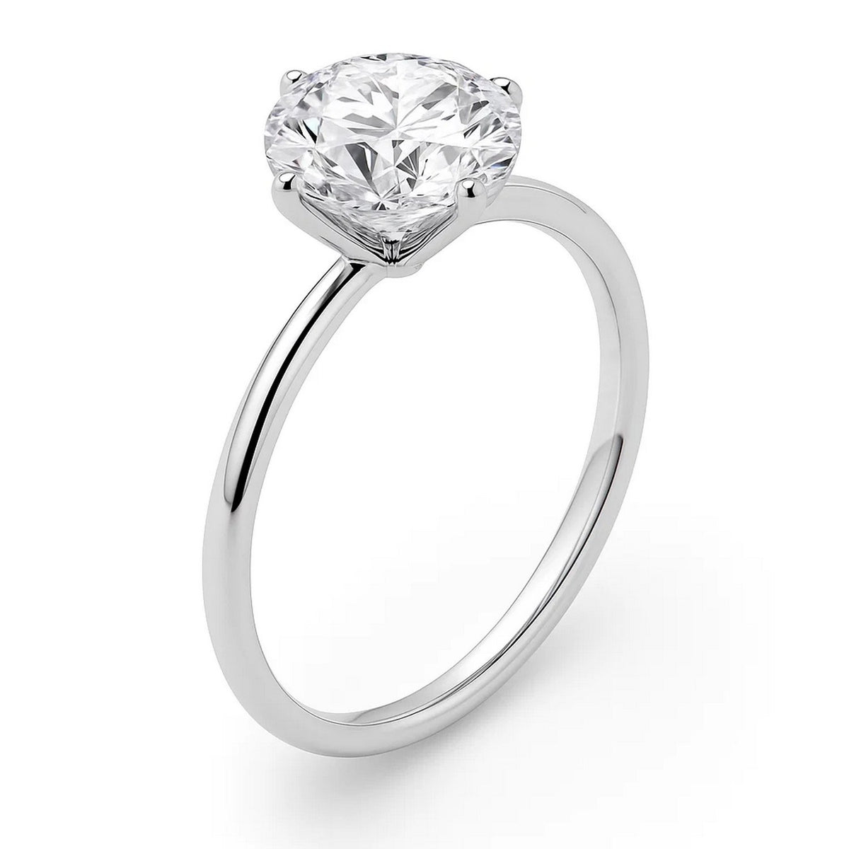 5 Carat Round Lab Grown IGI G/VS1 Diamond Solitaire Ring in 14K White Gold