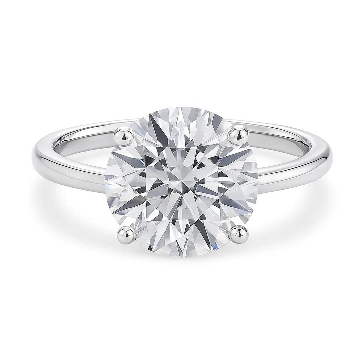 5 Carat Round Lab Grown IGI G/VS1 Diamond Solitaire Ring in 14K White Gold