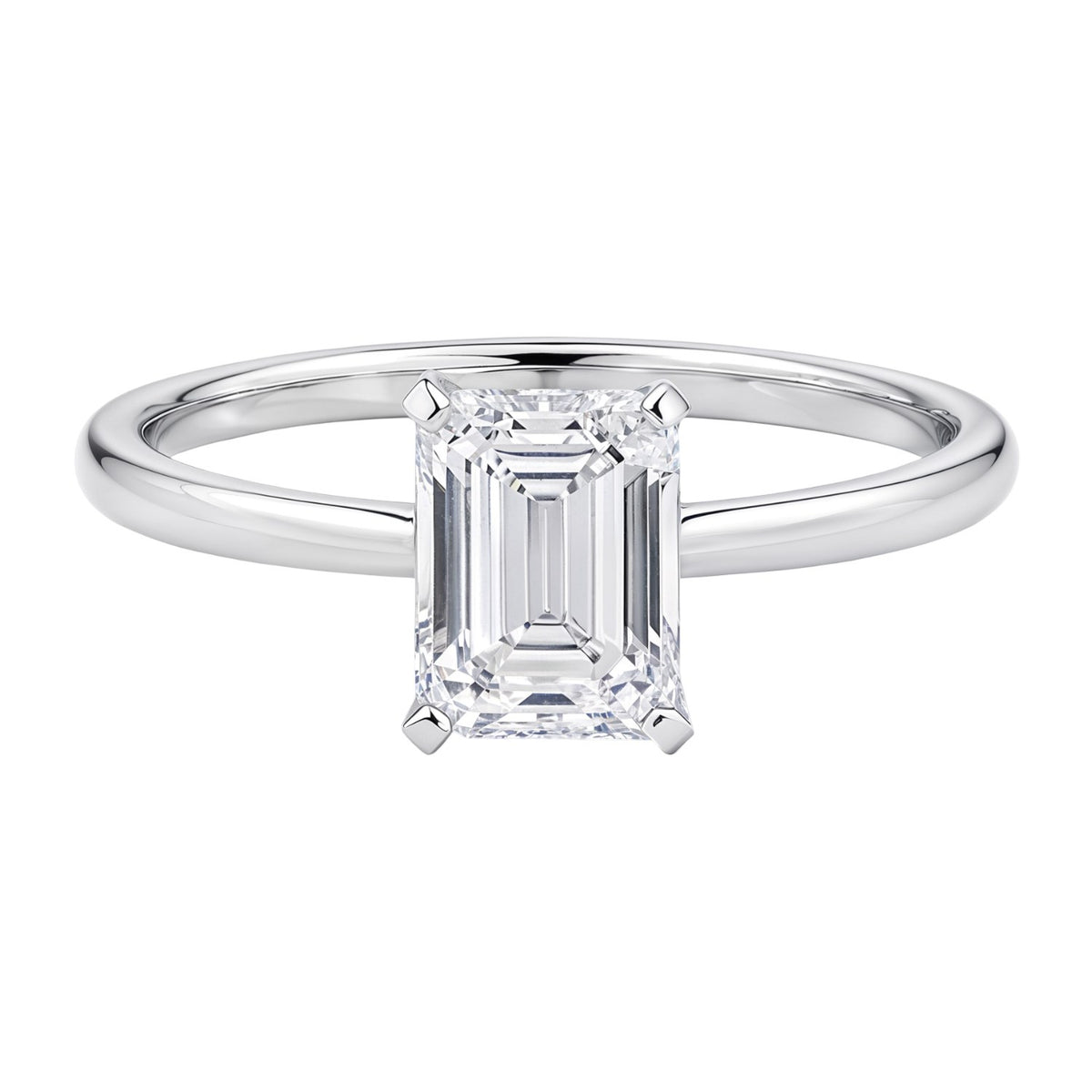 1 1/2 Carat Emerald Lab Grown IGI G/VS1 Diamond Solitaire Ring in 10K White Gold