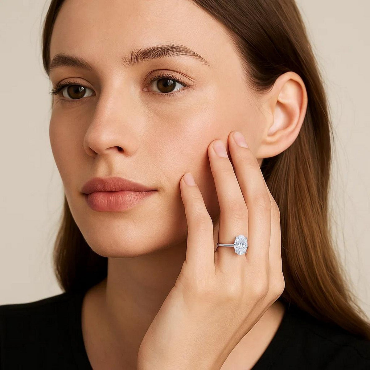 2 Carat Oval Lab Grown IGI G/VS1 Diamond Solitaire Ring in 14K White Gold