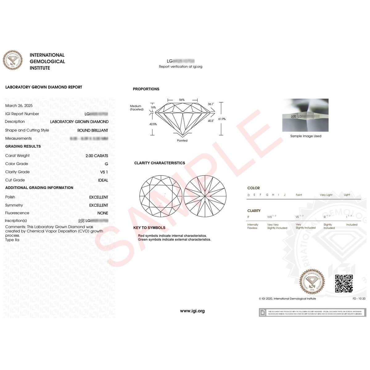 2 Carat Round Lab Grown IGI G/VS1 Diamond Solitaire Ring in 10K White Gold