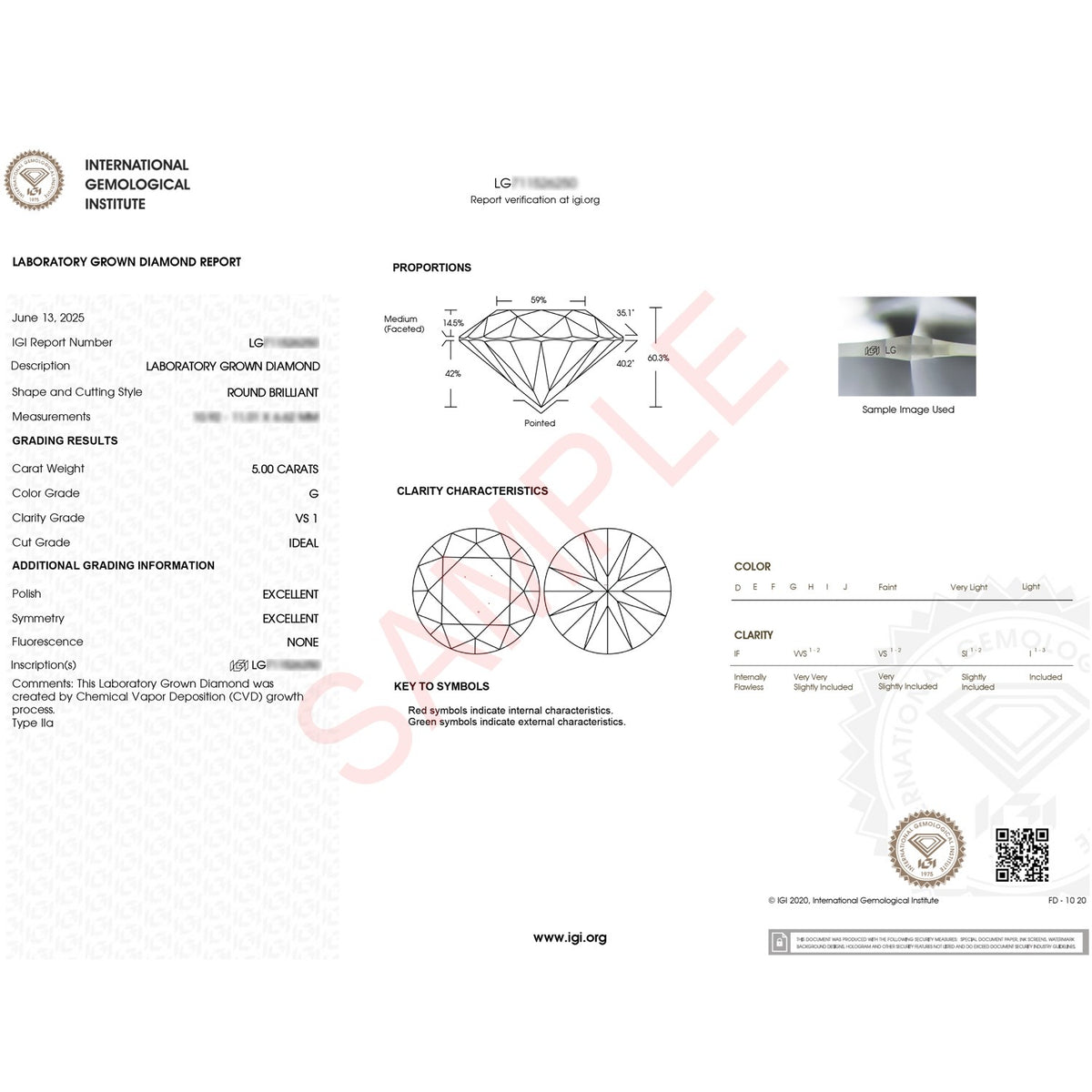 5 Carat Round Lab Grown IGI G/VS1 Diamond Solitaire Ring in 14K Yellow Gold