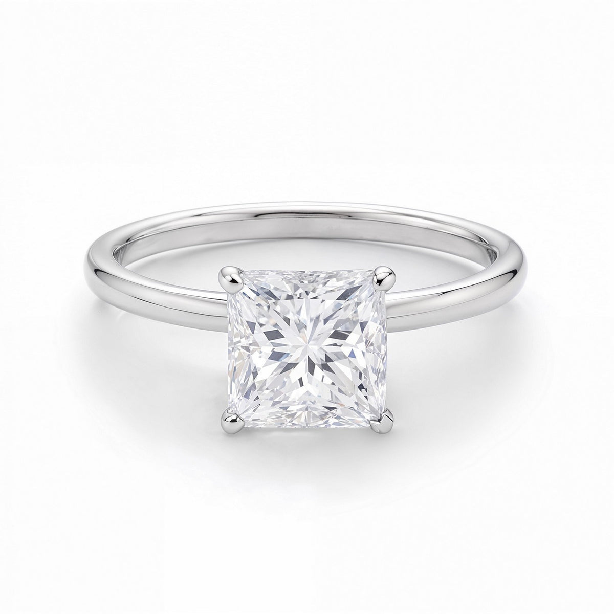 1.50Ct Princess Lab Grown IGI G/VS1 Diamond Ring in 10K White Gold