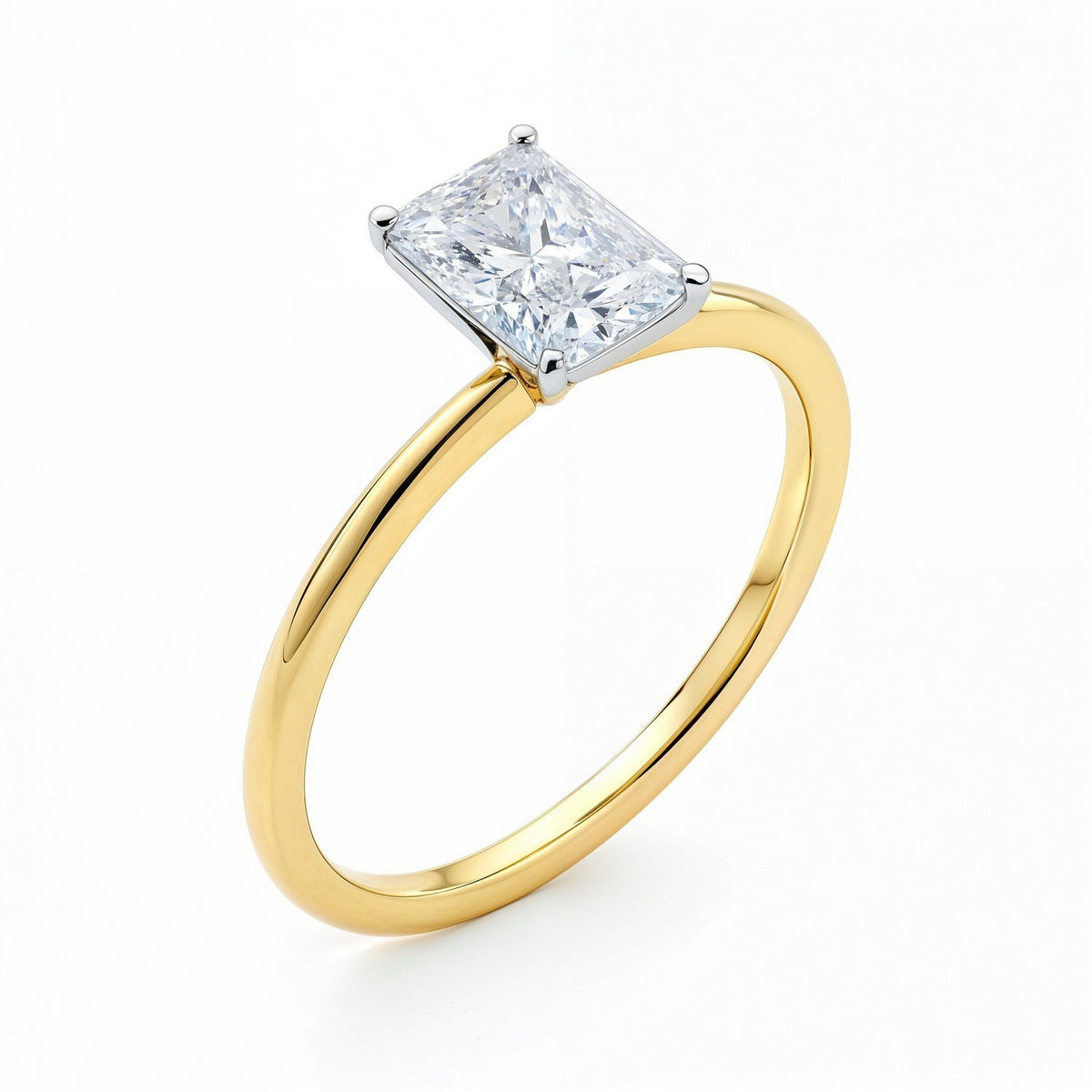 1 Carat Radiant Lab Grown IGI G/VS1 Diamond Solitaire Ring in 10K Yellow Gold