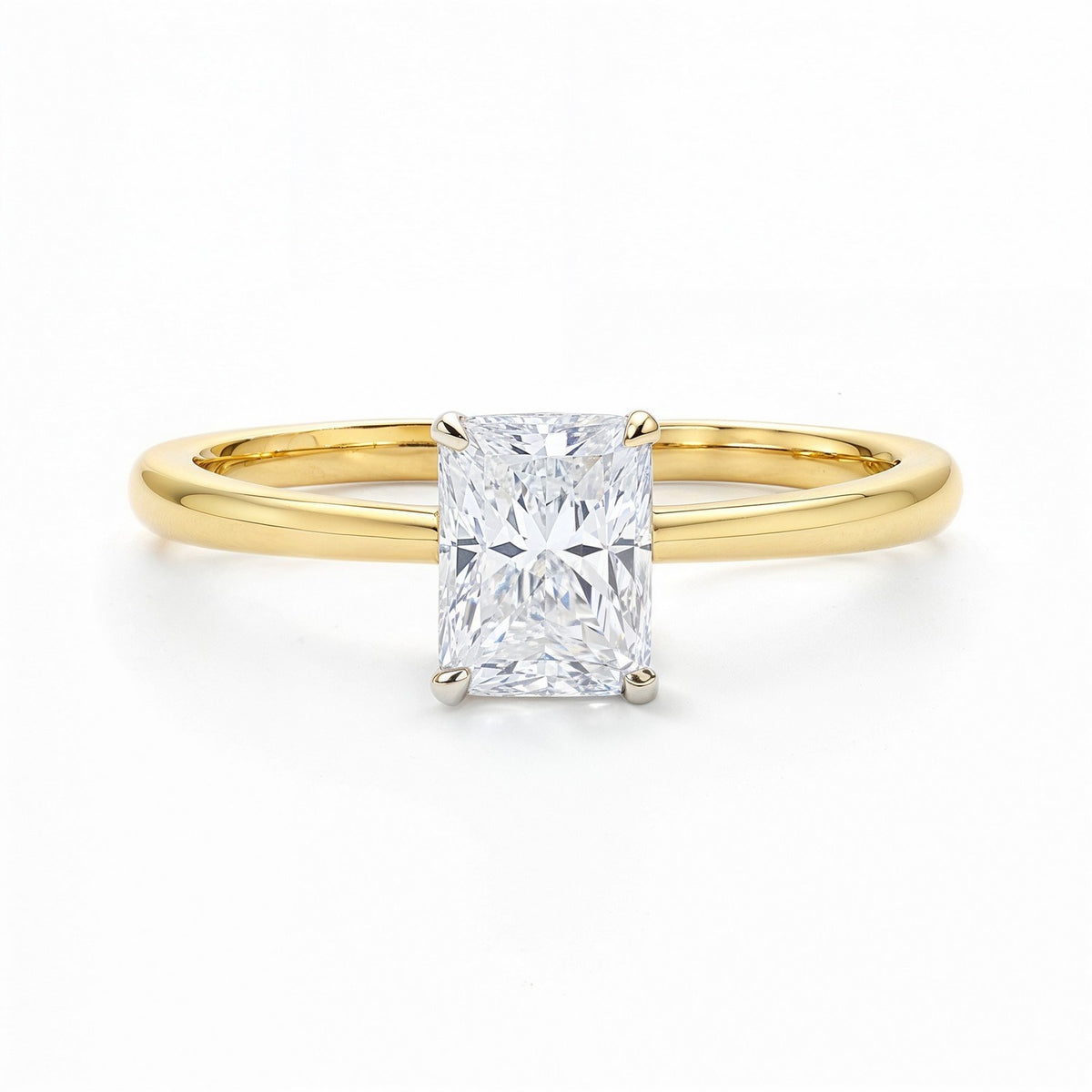1 Carat Radiant Lab Grown IGI G/VS1 Diamond Solitaire Ring in 10K Yellow Gold